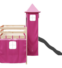 Kinderhochbett mit Turm Rosa 80x200 cm Massivholz Kiefer