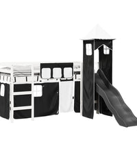 Kinderhochbett mit Turm Weiß & Schwarz 80x200 cm Kiefernholz