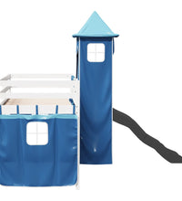 Kinderhochbett mit Turm Blau 80x200 cm Massivholz Kiefer