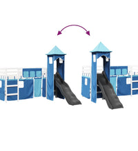 Kinderhochbett mit Turm Blau 80x200 cm Massivholz Kiefer