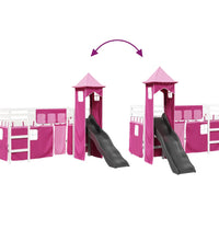 Kinderhochbett mit Turm Rosa 80x200 cm Massivholz Kiefer