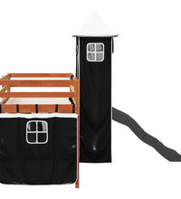 Kinderhochbett mit Turm Weiß & Schwarz 80x200 cm Kiefernholz