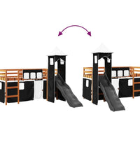 Kinderhochbett mit Turm Weiß & Schwarz 80x200 cm Kiefernholz