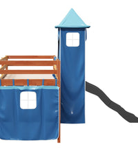 Kinderhochbett mit Turm Blau 80x200 cm Massivholz Kiefer
