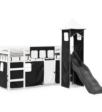 Kinderhochbett mit Turm Weiß & Schwarz 90x200 cm Kiefernholz