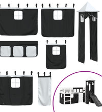 Kinderhochbett mit Turm Weiß & Schwarz 90x200 cm Kiefernholz