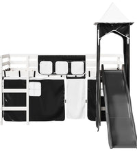 Kinderhochbett mit Turm Weiß & Schwarz 90x200 cm Kiefernholz