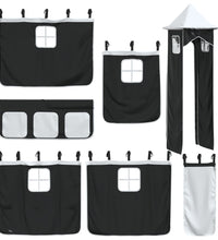 Kinderhochbett mit Turm Weiß & Schwarz 90x200 cm Kiefernholz