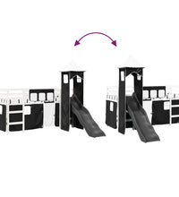 Kinderhochbett mit Turm Weiß & Schwarz 90x200 cm Kiefernholz