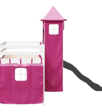 Kinderhochbett mit Turm Rosa 90x200 cm Massivholz Kiefer