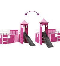 Kinderhochbett mit Turm Rosa 90x200 cm Massivholz Kiefer