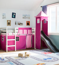 Kinderhochbett mit Turm Rosa 90x200 cm Massivholz Kiefer