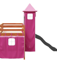 Kinderhochbett mit Turm Rosa 90x200 cm Massivholz Kiefer