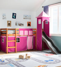 Kinderhochbett mit Turm Rosa 90x200 cm Massivholz Kiefer