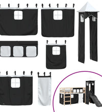 Kinderhochbett mit Turm Weiß & Schwarz 90x190 cm Kiefernholz