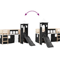 Kinderhochbett mit Turm Weiß & Schwarz 90x190 cm Kiefernholz