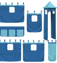 Kinderhochbett mit Turm Blau 90x190 cm Massivholz Kiefer