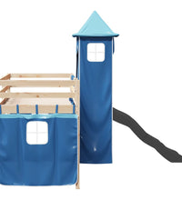 Kinderhochbett mit Turm Blau 90x190 cm Massivholz Kiefer