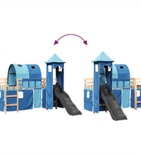 Kinderhochbett mit Turm Blau 80x200 cm Massivholz Kiefer