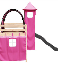 Kinderhochbett mit Turm Rosa 80x200 cm Massivholz Kiefer