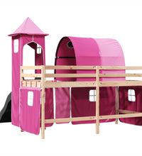 Kinderhochbett mit Turm Rosa 80x200 cm Massivholz Kiefer