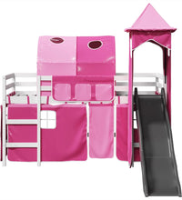 Kinderhochbett mit Turm Rosa 80x200 cm Massivholz Kiefer
