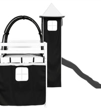 Kinderhochbett mit Turm Weiß & Schwarz 90x200 cm Kiefernholz