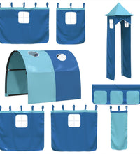 Kinderhochbett mit Turm Blau 90x200 cm Massivholz Kiefer