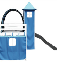 Kinderhochbett mit Turm Blau 90x200 cm Massivholz Kiefer