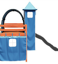 Kinderhochbett mit Turm Blau 90x200 cm Massivholz Kiefer