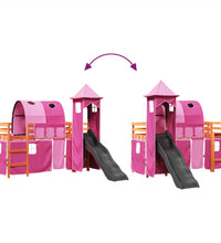 Kinderhochbett mit Turm Rosa 90x200 cm Massivholz Kiefer