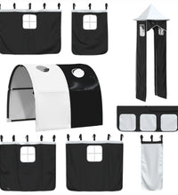 Kinderhochbett mit Turm Weiß & Schwarz 90x190 cm Kiefernholz