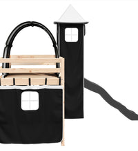 Kinderhochbett mit Turm Weiß & Schwarz 90x190 cm Kiefernholz