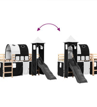 Kinderhochbett mit Turm Weiß & Schwarz 90x190 cm Kiefernholz