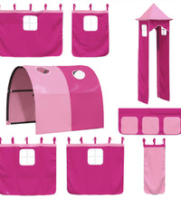 Kinderhochbett mit Turm Rosa 90x190 cm Massivholz Kiefer