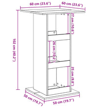 Bartisch mit Ablagen Braun Eiche 60x60x102 cm Holzwerkstoff