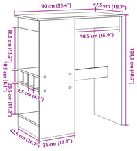 Bartisch mit Regal Weiß 90x47,5x103,5 cm Holzwerkstoff