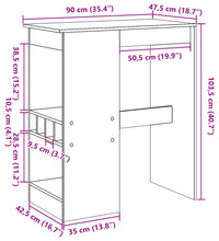 Bartisch mit Regal Betongrau 90x47,5x103,5 cm Holzwerkstoff