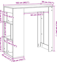 Bartisch mit Regal Altholz-Optik 102x50x103,5 cm Holzwerkstoff
