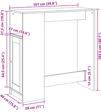 Bartisch mit Regal Grau Sonoma 101x40x103,5 cm Holzwerkstoff