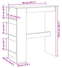Bartisch mit Regal Räuchereiche 90x40x103,5 cm Holzwerkstoff