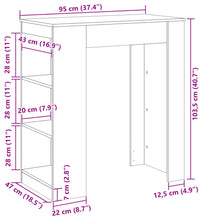 Bartisch mit Regal Braun Eiche 95x47x103,5 cm Holzwerkstoff