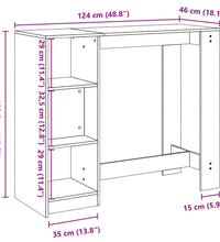 Bartisch mit Regal Artisan-Eiche 124x46x103,5 cm Holzwerkstoff