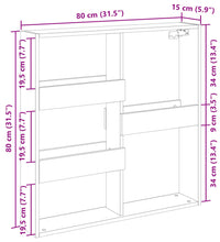 Wandschrank Grau Sonoma 80x15x80 cm Holzwerkstoff