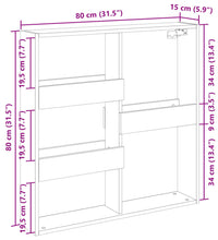 Wandschrank Braun Eichen-Optik 80x15x80 cm Holzwerkstoff