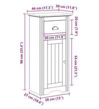 Badschrank BODO Weiß und Braun 44x30x90 cm