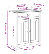 Waschbeckenunterschrank BODO Weiß und Braun 70x35x80 cm