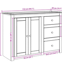 Sideboard mit Schubladen Panama 112x40x80 cm Massivholz Kiefer