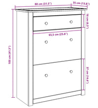 Schuhschrank Panama 80x35x105 cm Massivholz Kiefer