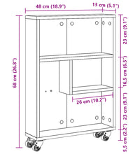 Aufbewahrungswagen Schmal Weiß 48x13x68 cm Holzwerkstoff